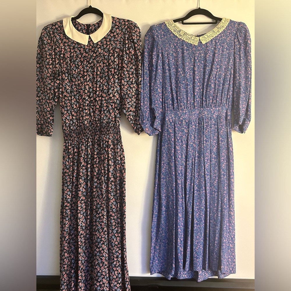 KAREN STEVENS BY STEVEN STROLLER VINTAGE (2) COTTAGE CORE FLORAL DRESSES SIZE 10